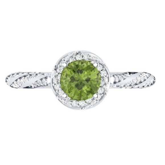 925 Silver Jewelry Round Cut Peridot Elegant Ring - Picture 3 of 4